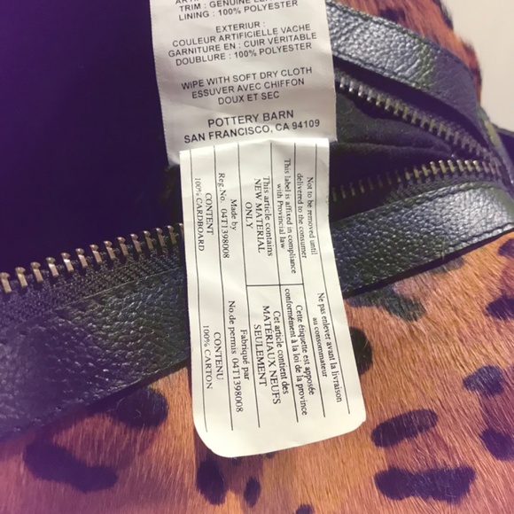 Pottery Barn “ Monroe” calf hair leather carry-on weekender bag - Picture 6 of 16